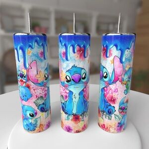 Colorful Stitch Character Tumbler with Straw